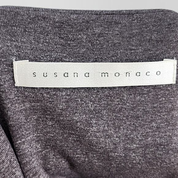 Susana Monaco Short Sleeve Ruched Bodycon Stretch Gray Dress Size XS - Picture 4 of 5